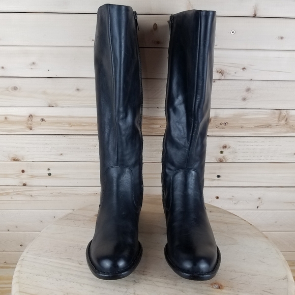 Born Womens 6 M North F71009 Black Leather Side Zip WIDE CALF Riding Boots NEW - Picture 3 of 13